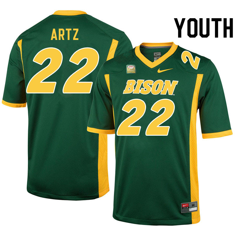 Youth #22 Hudson Artz North Dakota State Bison College Football Jerseys Stitched-Green